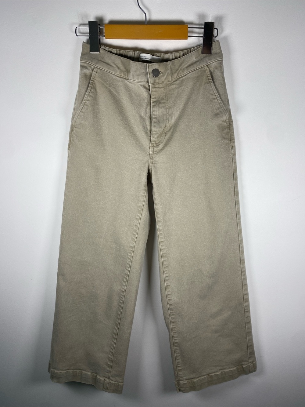OAK + FORT Wide-Leg Capris in Light Tan - Size S